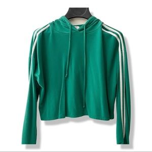 Green Cropped Hoodie Shirt
